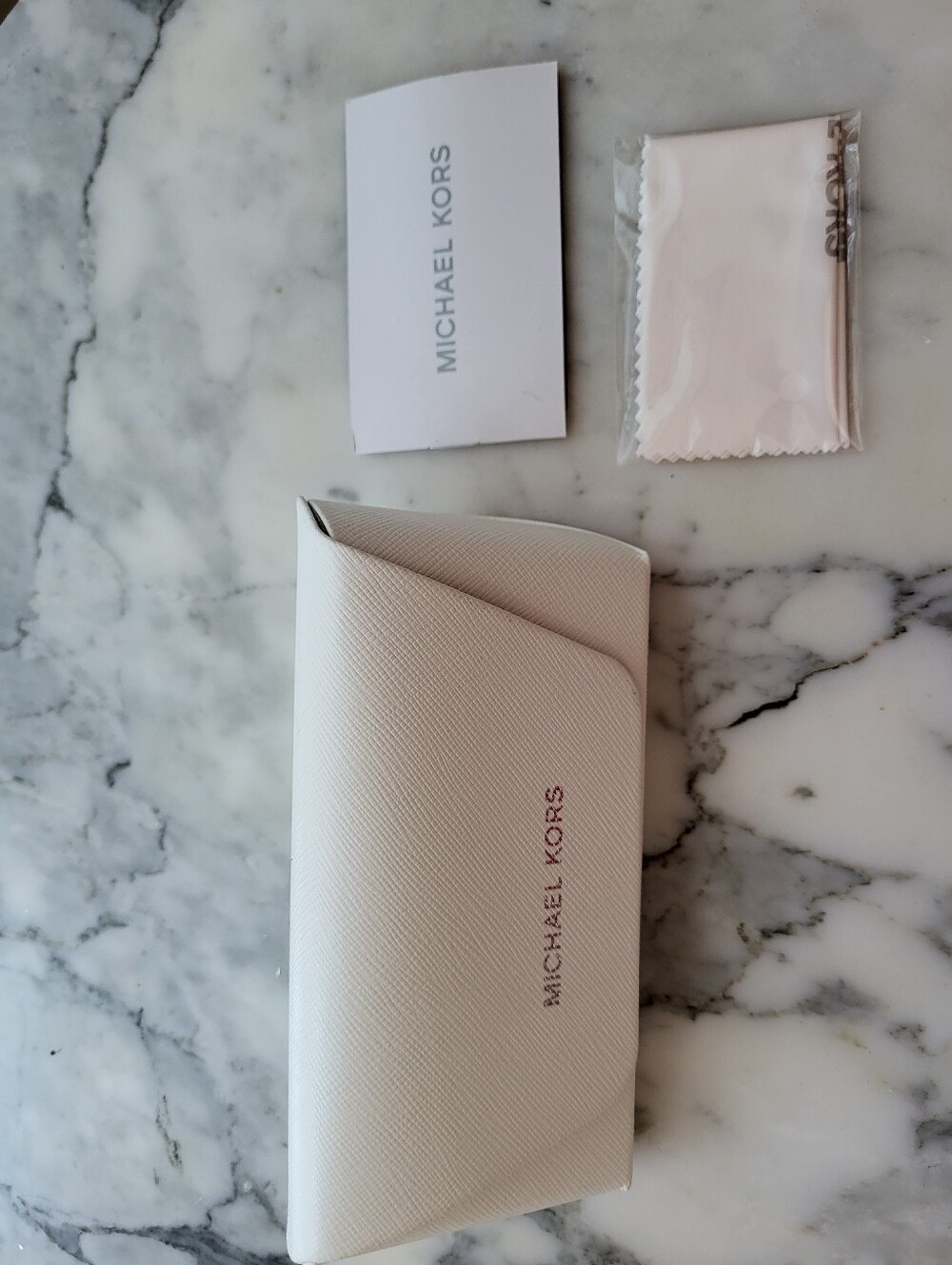 Michael Kors White Leather Eyewear Case with Logo
